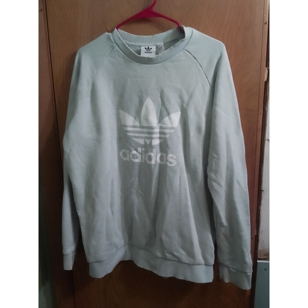 Mens‎ Y2K Adidas Trefoil Powder Blue Crewneck Pullover Sweatshirt Size Large 24"